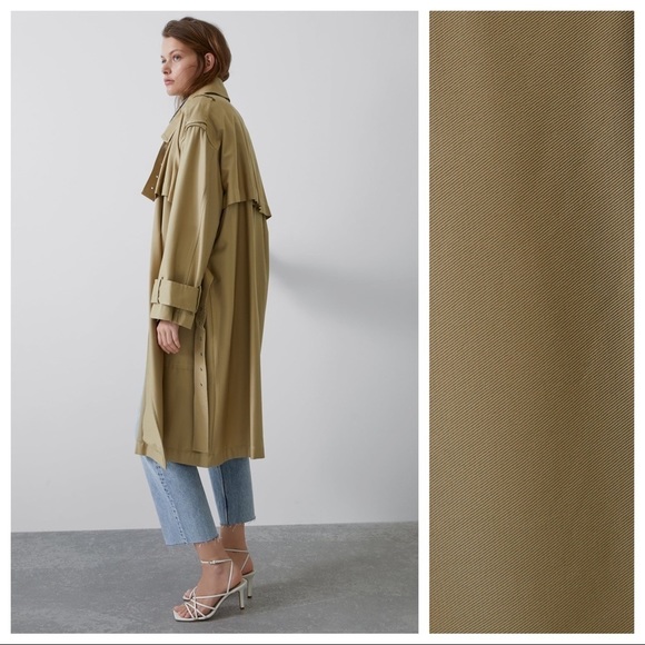 NWT. Zara Tan Oversized Trench Coat Size S-M. - Picture 3 of 11